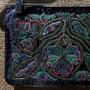 Chinese Black Panel Embroidered Art