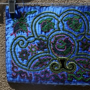 Blue Panel embroidered in silk