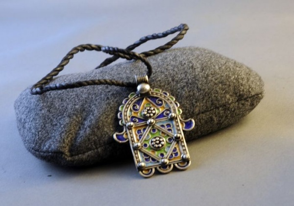 Moroccan Silver and Enamel Khamsa (2)