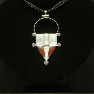 Nigerian Touareg Silver and Carnelian Pendant