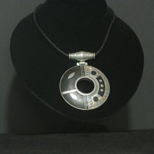 Nigerian Touareg Ebony and Silver Circular Pendant