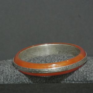 Nigerian Touareg Handmade Carnelian and Silver Bangle Bracelet